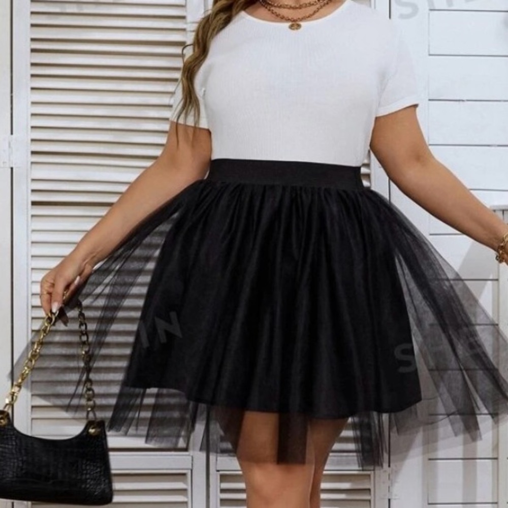 SHEIN, Black Mesh Tulle Skirt, 3X